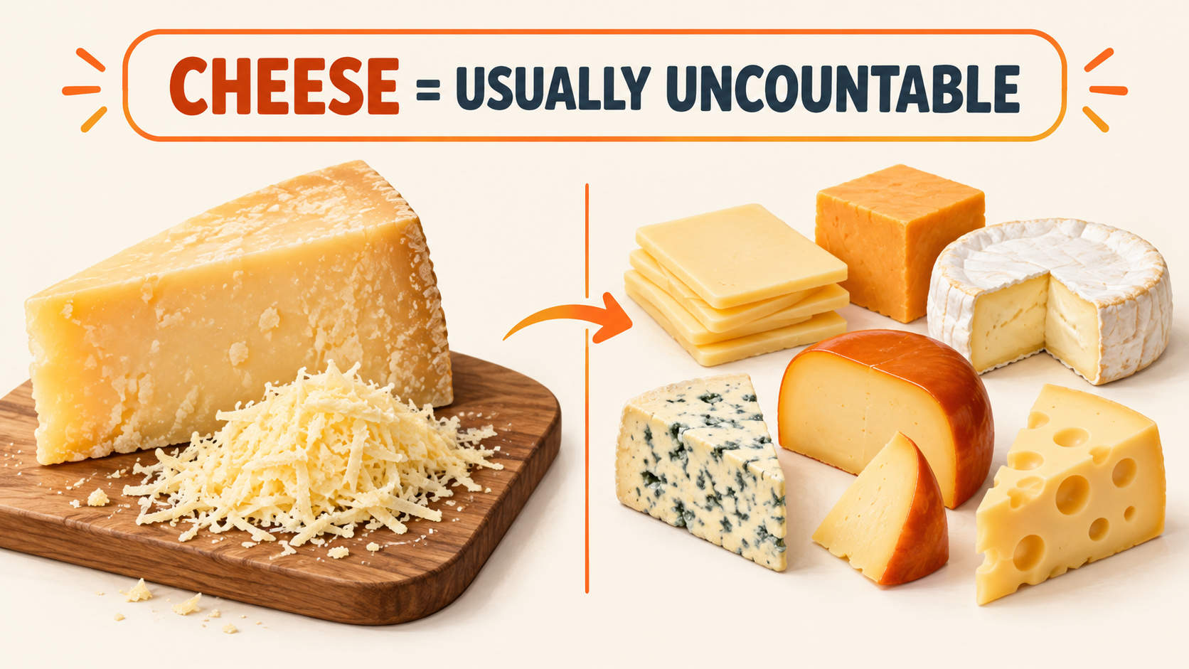 Cheese — исчисляемое или неисчисляемое: правило