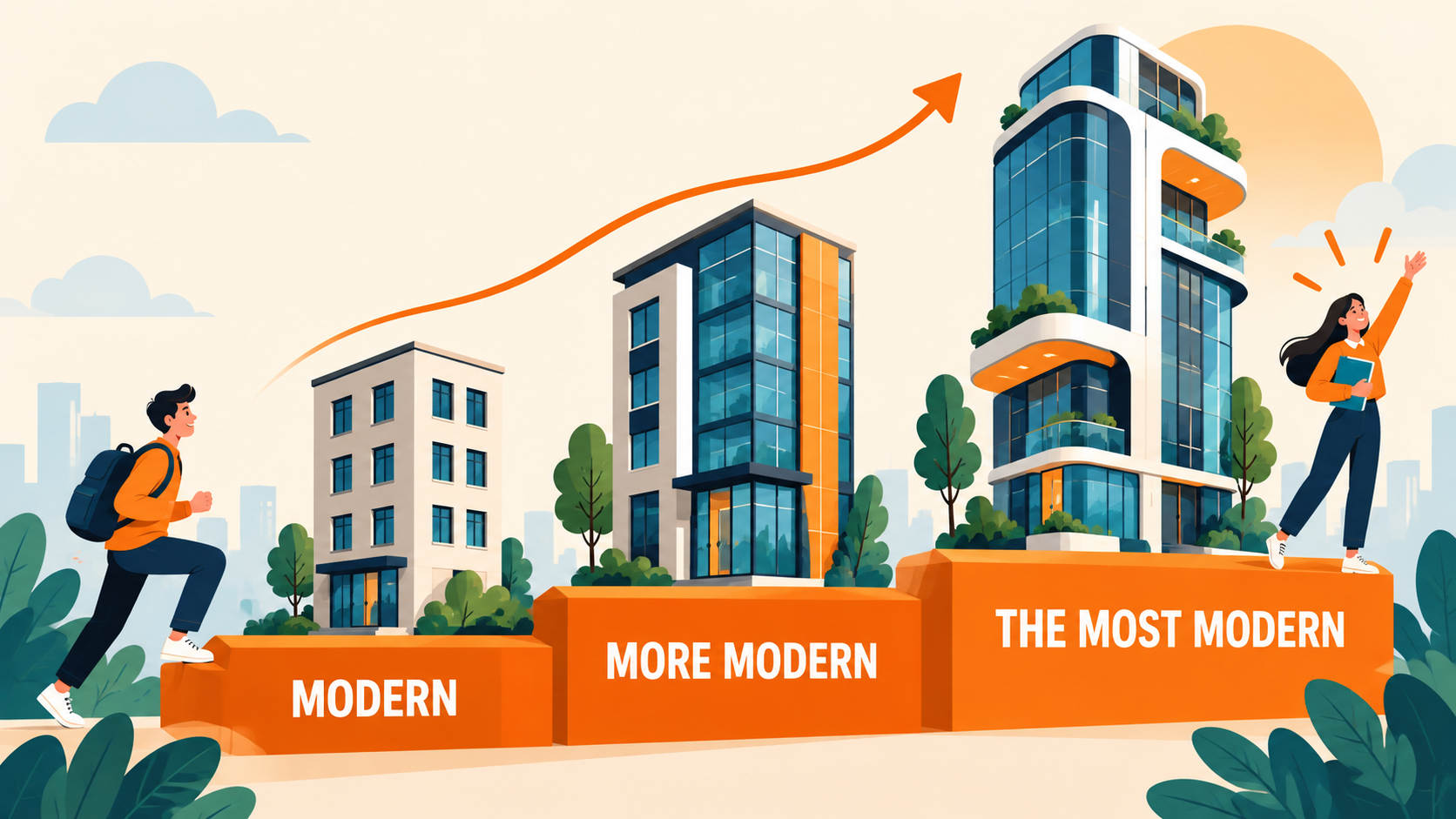 Modern — степени сравнения, more modern и the most modern