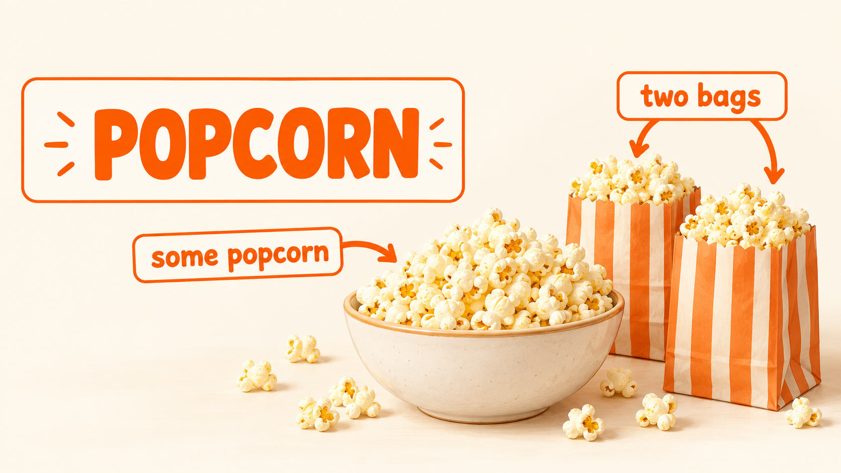 Popcorn — исчисляемое или неисчисляемое, правила и примеры