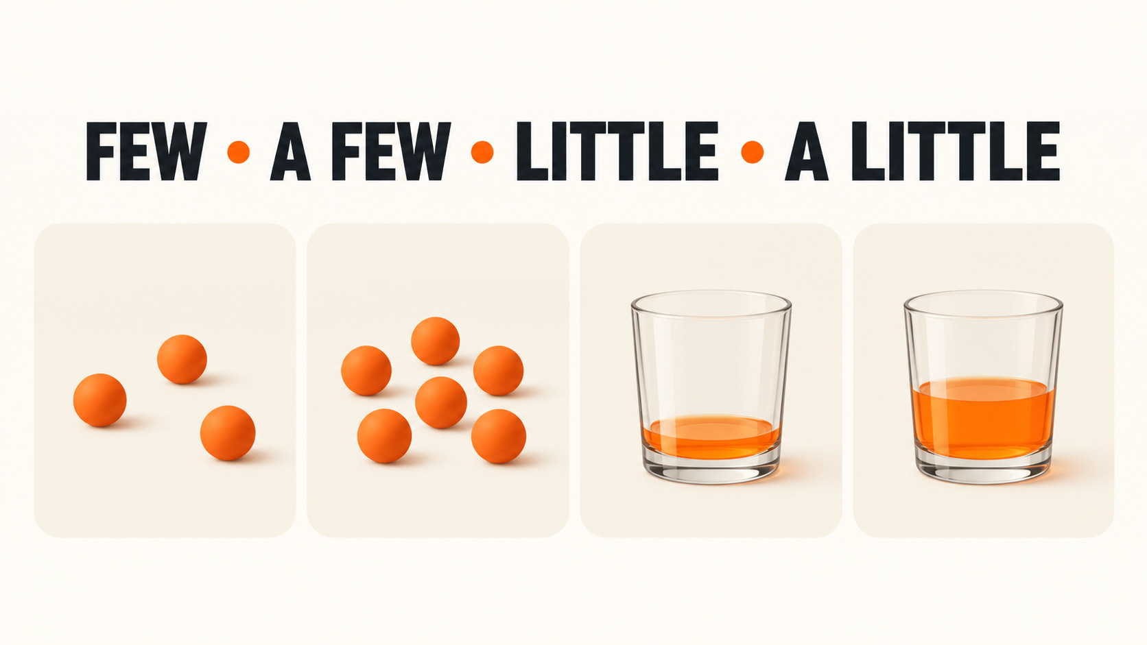 Few, a few, little, a little: разница и правила употребления